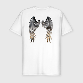 Мужская футболка хлопок Slim с принтом Крылья с металлическим блеском в Курске, 92% хлопок, 8% лайкра | приталенный силуэт, круглый вырез ворота, длина до линии бедра, короткий рукав | 