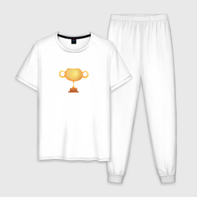Мужская пижама хлопок с принтом Кубок чемпиона за победу в Белгороде, 100% хлопок | брюки и футболка прямого кроя, без карманов, на брюках мягкая резинка на поясе и по низу штанин
 | 