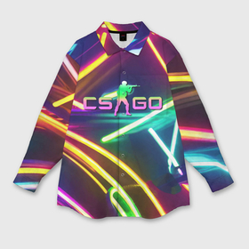Мужская рубашка oversize 3D с принтом Counter Strike   neon glow в Кировске,  |  | 