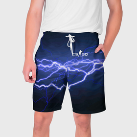 Мужские шорты 3D с принтом Counter Strike   lightning в Кировске,  полиэстер 100% | прямой крой, два кармана без застежек по бокам. Мягкая трикотажная резинка на поясе, внутри которой широкие завязки. Длина чуть выше колен | 