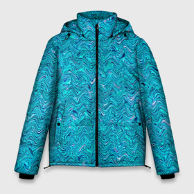 Мужская зимняя куртка 3D с принтом Бирюзовый ребристый в Новосибирске, верх — 100% полиэстер; подкладка — 100% полиэстер; утеплитель — 100% полиэстер | длина ниже бедра, свободный силуэт Оверсайз. Есть воротник-стойка, отстегивающийся капюшон и ветрозащитная планка. 

Боковые карманы с листочкой на кнопках и внутренний карман на молнии. | 