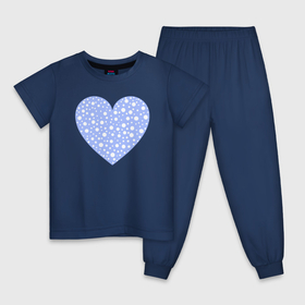 Детская пижама хлопок с принтом Голубое сердечко в белых точках в Петрозаводске, 100% хлопок |  брюки и футболка прямого кроя, без карманов, на брюках мягкая резинка на поясе и по низу штанин
 | 
