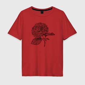 Мужская футболка хлопок Oversize с принтом Гортензия цветок в Тюмени, 100% хлопок | свободный крой, круглый ворот, “спинка” длиннее передней части | 