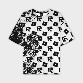 Мужская футболка oversize 3D с принтом Roblox pattern game black в Петрозаводске,  |  | Тематика изображения на принте: 