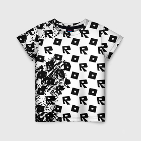 Детская футболка 3D с принтом Roblox pattern game black в Тюмени, 100% гипоаллергенный полиэфир | прямой крой, круглый вырез горловины, длина до линии бедер, чуть спущенное плечо, ткань немного тянется | 