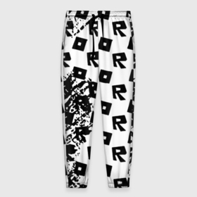 Мужские брюки 3D с принтом Roblox pattern game black в Белгороде, 100% полиэстер | манжеты по низу, эластичный пояс регулируется шнурком, по бокам два кармана без застежек, внутренняя часть кармана из мелкой сетки | Тематика изображения на принте: 