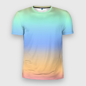 Мужская футболка 3D Slim с принтом Голографический цветной градиент в Белгороде, 100% полиэстер с улучшенными характеристиками | приталенный силуэт, круглая горловина, широкие плечи, сужается к линии бедра | Тематика изображения на принте: 