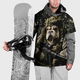 Накидка на куртку 3D с принтом Мастиф снайпер в Кировске, 100% полиэстер |  | 