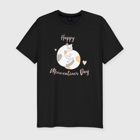 Мужская футболка хлопок Slim с принтом Счастливого дня Святого Валентина в Белгороде, 92% хлопок, 8% лайкра | приталенный силуэт, круглый вырез ворота, длина до линии бедра, короткий рукав | Тематика изображения на принте: 