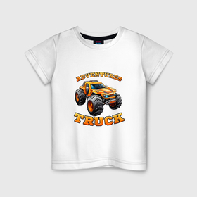 Детская футболка хлопок с принтом Крутой внедорожник в Екатеринбурге, 100% хлопок | круглый вырез горловины, полуприлегающий силуэт, длина до линии бедер | 