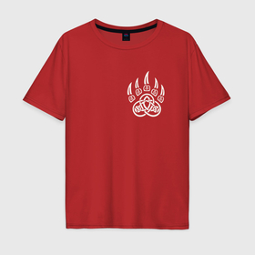 Мужская футболка хлопок Oversize с принтом Символ печать велеса на груди в Новосибирске, 100% хлопок | свободный крой, круглый ворот, “спинка” длиннее передней части | Тематика изображения на принте: 