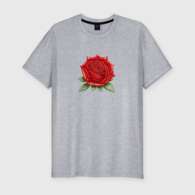 Мужская футболка хлопок Slim с принтом Красочная роза в Петрозаводске, 92% хлопок, 8% лайкра | приталенный силуэт, круглый вырез ворота, длина до линии бедра, короткий рукав | 