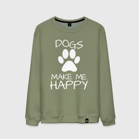 Мужской свитшот хлопок с принтом Собаки делают меня счастливым в Кировске, 100% хлопок |  | Тематика изображения на принте: 