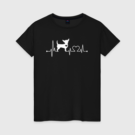 Женская футболка хлопок с принтом Пульс собаки в Тюмени, 100% хлопок | прямой крой, круглый вырез горловины, длина до линии бедер, слегка спущенное плечо | 