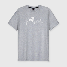 Мужская футболка хлопок Slim с принтом Пульс собаки в Тюмени, 92% хлопок, 8% лайкра | приталенный силуэт, круглый вырез ворота, длина до линии бедра, короткий рукав | 