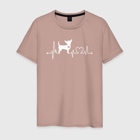 Мужская футболка хлопок с принтом Пульс собаки в Тюмени, 100% хлопок | прямой крой, круглый вырез горловины, длина до линии бедер, слегка спущенное плечо. | 