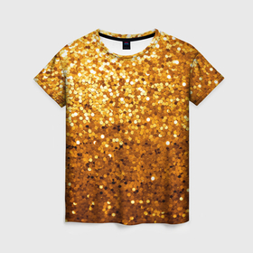 Женская футболка 3D с принтом Золотой гламур в Тюмени, 100% полиэфир ( синтетическое хлопкоподобное полотно) | прямой крой, круглый вырез горловины, длина до линии бедер | 