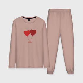 Мужская пижама с лонгсливом хлопок с принтом Два сердца шарика любовь в Курске,  |  | Тематика изображения на принте: 