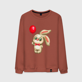 Мужской свитшот хлопок с принтом Плюшевый заяц с красным воздушным шариком в Санкт-Петербурге, 100% хлопок |  | 