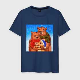 Мужская футболка хлопок с принтом Семья медведей в Белгороде, 100% хлопок | прямой крой, круглый вырез горловины, длина до линии бедер, слегка спущенное плечо. | 