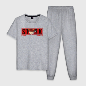Мужская пижама хлопок с принтом Warrior Stark   Frieren , 100% хлопок | брюки и футболка прямого кроя, без карманов, на брюках мягкая резинка на поясе и по низу штанин
 | 