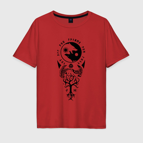 Мужская футболка хлопок Oversize с принтом Языческий символизм в Тюмени, 100% хлопок | свободный крой, круглый ворот, “спинка” длиннее передней части | 