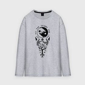 Мужской лонгслив oversize хлопок с принтом Языческий символизм в Ухте,  |  | 