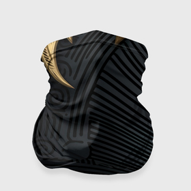 Бандана-труба 3D с принтом Объемные золотые листья на черной ткани  лепнина в Екатеринбурге, 100% полиэстер, ткань с особыми свойствами — Activecool | плотность 150‒180 г/м2; хорошо тянется, но сохраняет форму | 