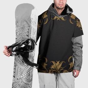 Накидка на куртку 3D с принтом Лепнина объемные золотые узоры на черном фоне в Санкт-Петербурге, 100% полиэстер |  | 