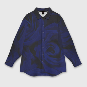 Женская рубашка oversize 3D с принтом Крупные розы тёмно синий в Белгороде,  |  | 