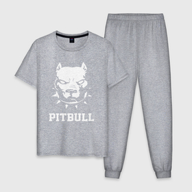 Мужская пижама хлопок с принтом Pitbull , 100% хлопок | брюки и футболка прямого кроя, без карманов, на брюках мягкая резинка на поясе и по низу штанин
 | Тематика изображения на принте: 