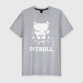 Мужская футболка хлопок Slim с принтом Pitbull в Тюмени, 92% хлопок, 8% лайкра | приталенный силуэт, круглый вырез ворота, длина до линии бедра, короткий рукав | 