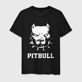 Мужская футболка хлопок с принтом Pitbull , 100% хлопок | прямой крой, круглый вырез горловины, длина до линии бедер, слегка спущенное плечо. | 