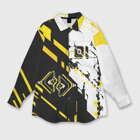 Мужская рубашка oversize 3D с принтом Жёлтые и чёрные техно линии в Петрозаводске,  |  | 