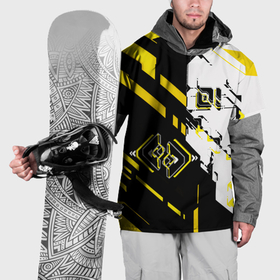 Накидка на куртку 3D с принтом Жёлтые и чёрные техно линии в Тюмени, 100% полиэстер |  | 