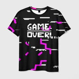 Мужская футболка 3D с принтом Game over texture в Санкт-Петербурге, 100% полиэфир | прямой крой, круглый вырез горловины, длина до линии бедер | 