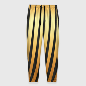 Мужские брюки 3D с принтом Золотой тигровый в Тюмени, 100% полиэстер | манжеты по низу, эластичный пояс регулируется шнурком, по бокам два кармана без застежек, внутренняя часть кармана из мелкой сетки | 