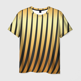 Мужская футболка 3D с принтом Золотой тигровый в Санкт-Петербурге, 100% полиэфир | прямой крой, круглый вырез горловины, длина до линии бедер | Тематика изображения на принте: 