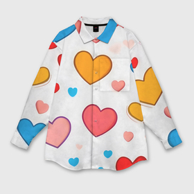 Мужская рубашка oversize 3D с принтом Сердца сердечки ,  |  | 