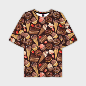 Мужская футболка oversize 3D с принтом Шоколадные сладости в Екатеринбурге,  |  | Тематика изображения на принте: 
