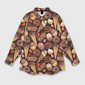 Мужская рубашка oversize 3D с принтом Шоколадные сладости в Екатеринбурге,  |  | Тематика изображения на принте: 