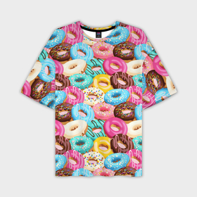 Мужская футболка oversize 3D с принтом Пончики глазированные в Тюмени,  |  | 