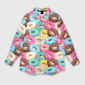 Мужская рубашка oversize 3D с принтом Пончики глазированные ,  |  | 