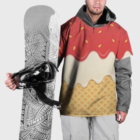 Накидка на куртку 3D с принтом Клубничное мороженое в Курске, 100% полиэстер |  | Тематика изображения на принте: 
