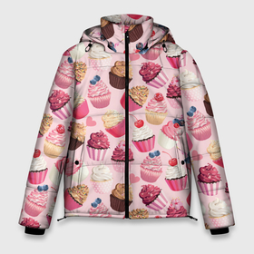 Мужская зимняя куртка 3D с принтом Десерт любви   пирожные в Белгороде, верх — 100% полиэстер; подкладка — 100% полиэстер; утеплитель — 100% полиэстер | длина ниже бедра, свободный силуэт Оверсайз. Есть воротник-стойка, отстегивающийся капюшон и ветрозащитная планка. 

Боковые карманы с листочкой на кнопках и внутренний карман на молнии. | Тематика изображения на принте: 