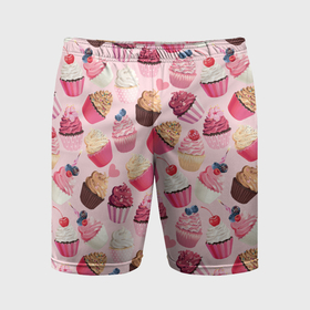 Мужские шорты спортивные с принтом Десерт любви   пирожные в Белгороде,  |  | Тематика изображения на принте: 