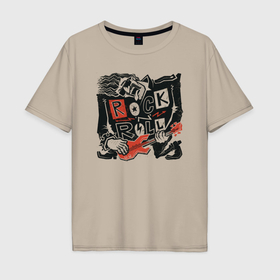 Мужская футболка хлопок Oversize с принтом Rock Roll tattoo в Курске, 100% хлопок | свободный крой, круглый ворот, “спинка” длиннее передней части | 