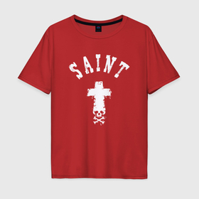 Мужская футболка хлопок Oversize с принтом Святой крест череп в Курске, 100% хлопок | свободный крой, круглый ворот, “спинка” длиннее передней части | 