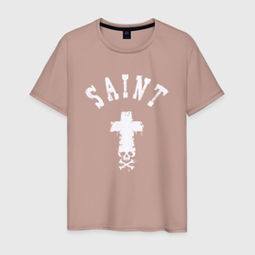 Мужская футболка хлопок с принтом Святой крест череп , 100% хлопок | прямой крой, круглый вырез горловины, длина до линии бедер, слегка спущенное плечо. | 