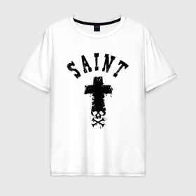 Мужская футболка хлопок Oversize с принтом Крест с черепом в Курске, 100% хлопок | свободный крой, круглый ворот, “спинка” длиннее передней части | 